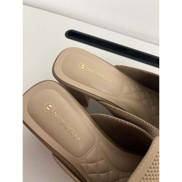 Newbella Women’s Knit Pointed Toe Chunky Heel Mules Comfortable Size 8 apricot - Picture 10 of 13